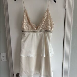 Lulu's Cream Sequin Wedding Dress